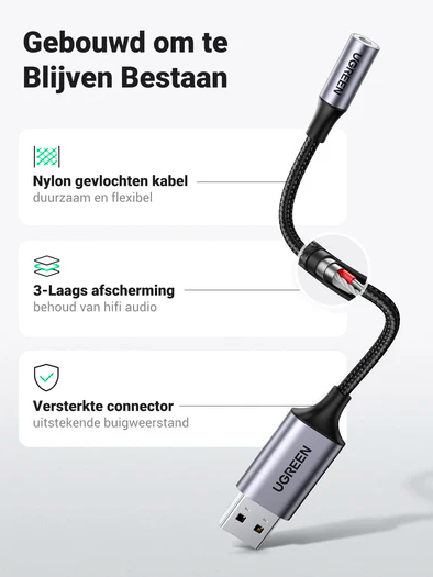 Перехідник Ugreen CM477 USB to 3.5 мм Audio Adapter 25см - Зображення 4