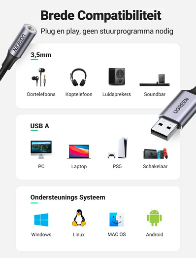 Перехідник Ugreen CM477 USB to 3.5 мм Audio Adapter 25см - Зображення 5