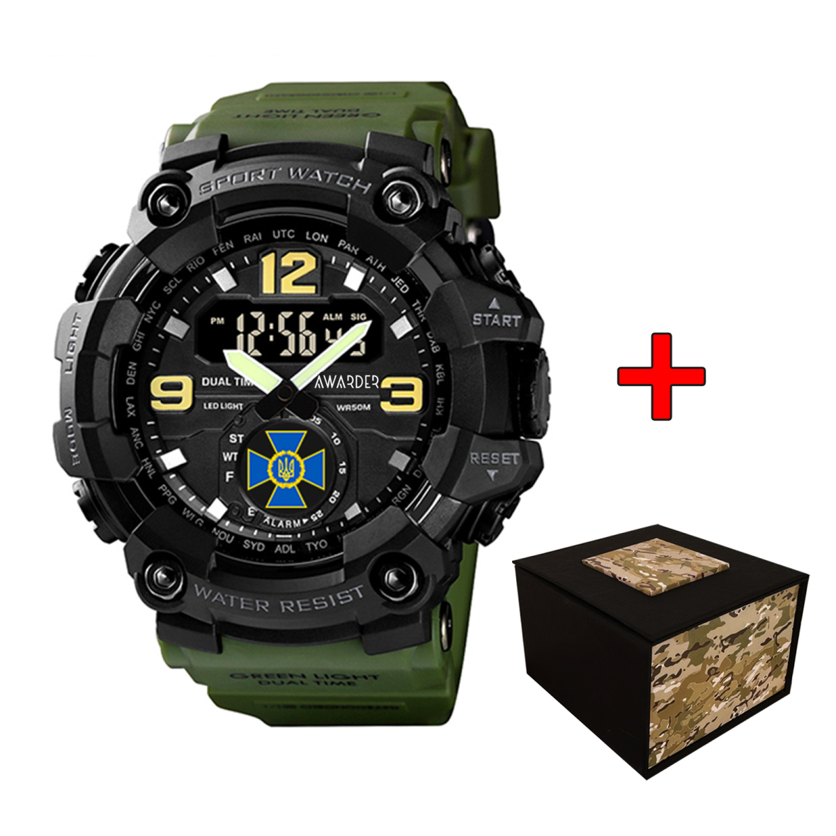 Чоловічий годинник Awarder 004 СБУ Army Green-Black