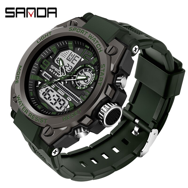 Чоловічий годинник Sanda 6024 Black-Military Wristband