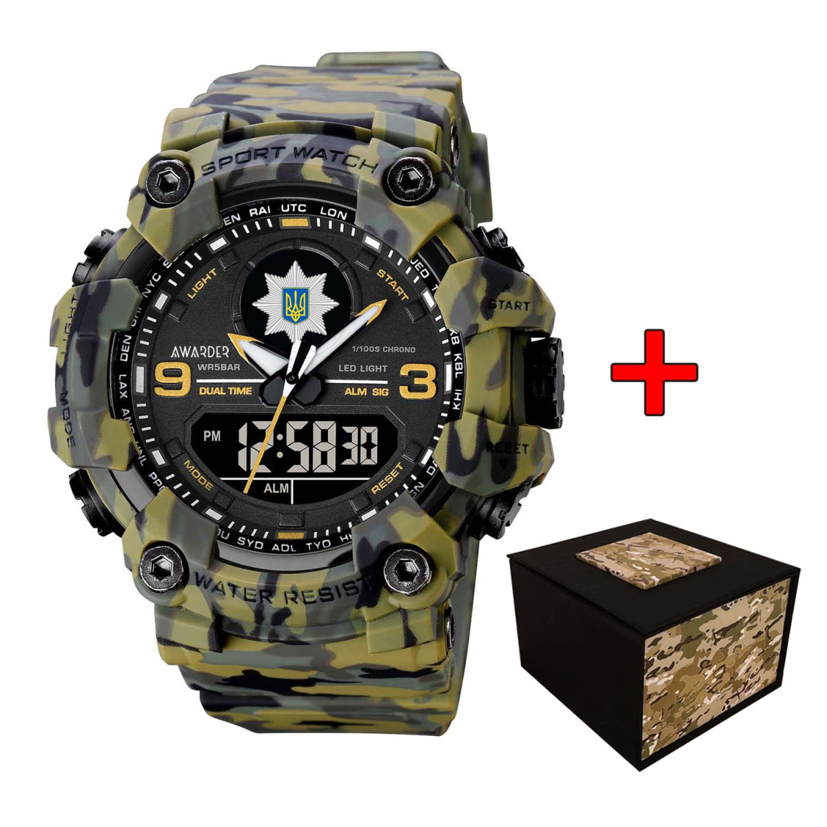 Чоловічий годинник Awarder 001 Поліція Camo Green