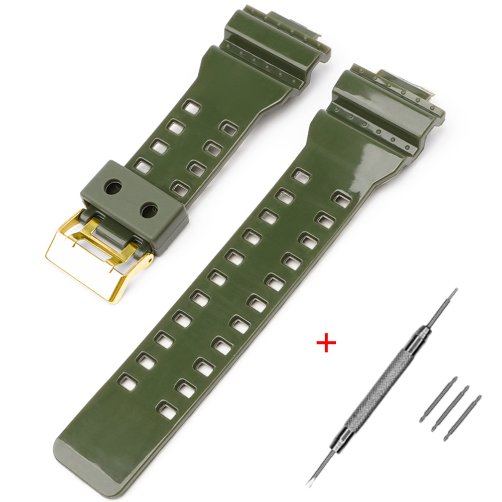 Ремінець для Casio G-Shock GA-100/110/120 Army Green-Glossy GD