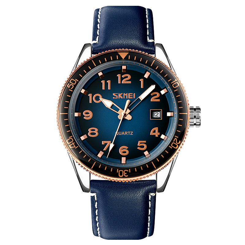 Чоловічий годинник Skmei 9232LRGBU Rose-Gold Blue Leather