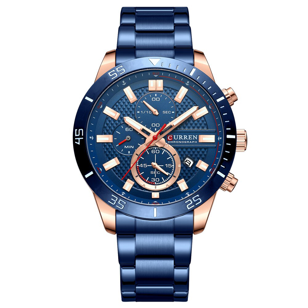 Чоловічий годинник Curren 8417 Blue-Gold