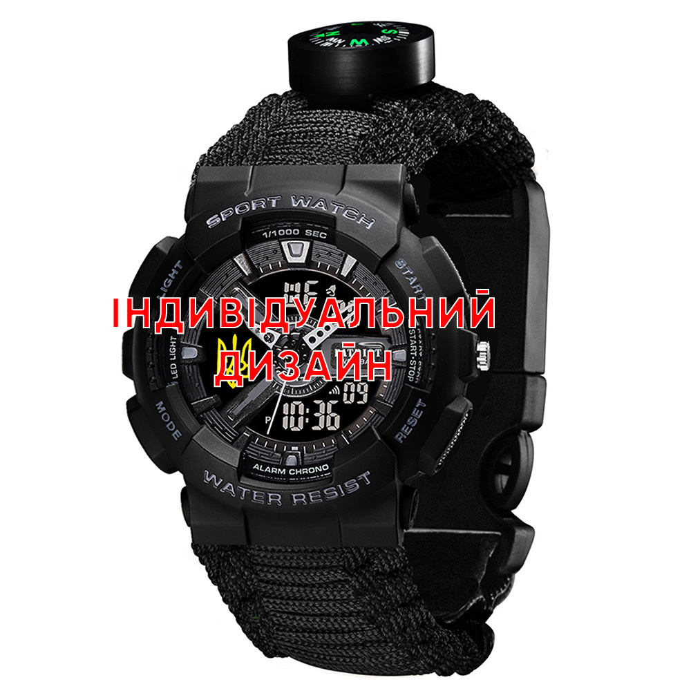 Тактичний годинник Awarder 005P Black BK з Індивідуальним дизайном, водозахищений, будильник, підсвітка