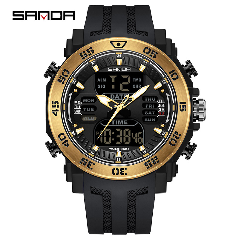 Чоловічий годинник Sanda 6029 Black-Gold