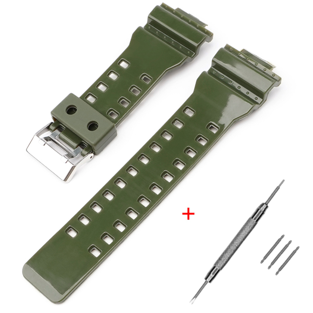 Ремінець для Casio G-Shock GA-100/110 Army Green-Glossy SI