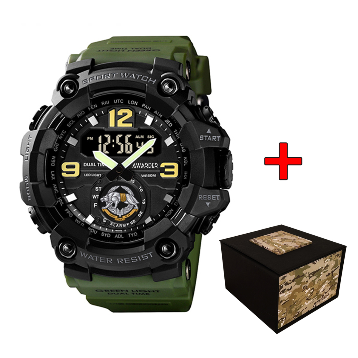 Чоловічий спортивний годинник кварцевий Awarder 004 ССО Army Green