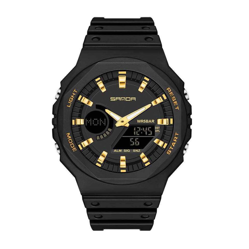 Чоловічий годинник Sanda 6016 Black-Gold