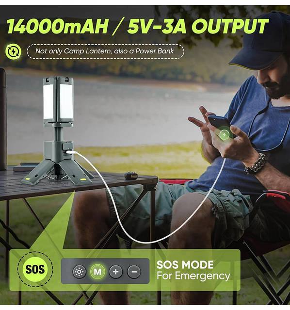 Телескопічний портативний LED-ліхтар – лампа 3-в-1 з Power Bank 14000 mAh, із перезарядкою, водозахищений IPX5 6000 lm - Зображення 26