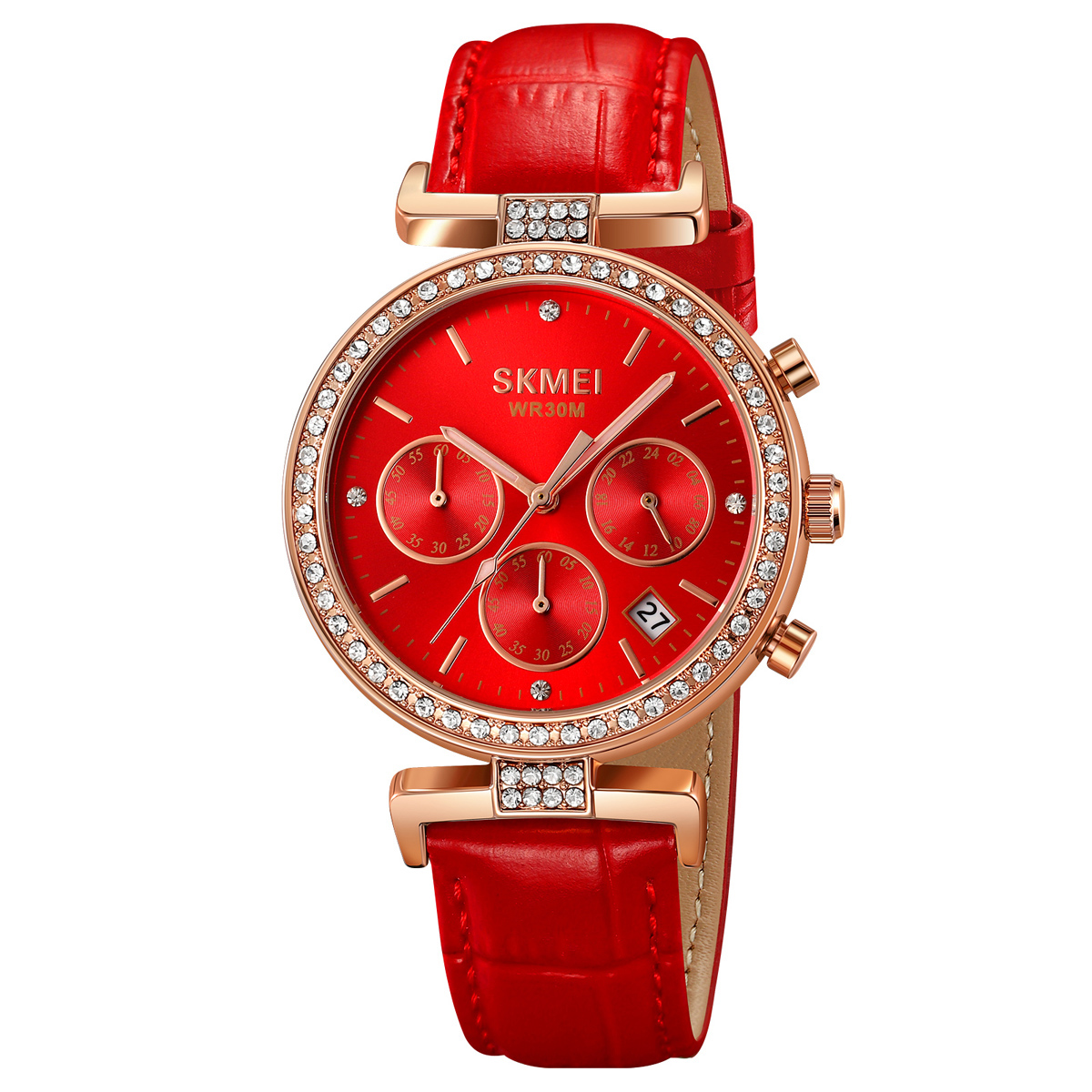 Класичний жіночий годинник Skmei 2089RGRD Rose Gold-Red