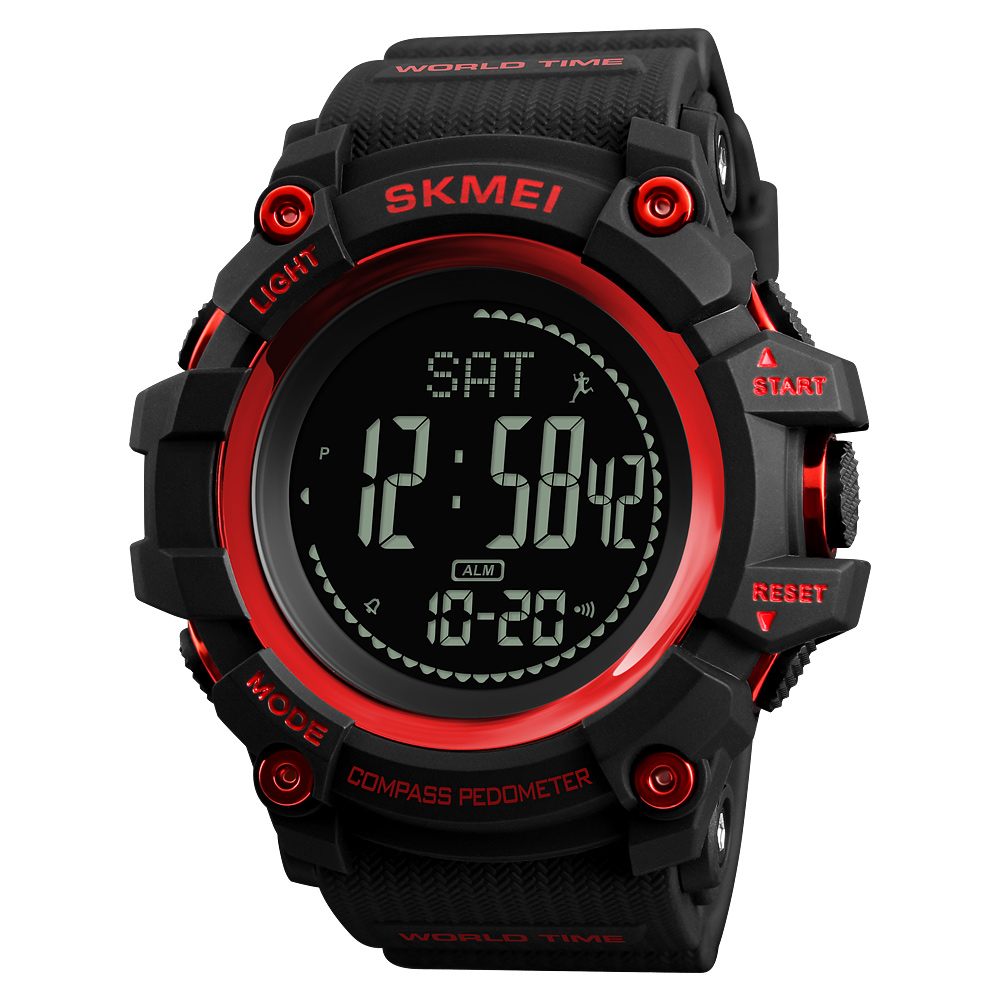 Чоловічий годинник Skmei 1356RD Black-Red + Compass