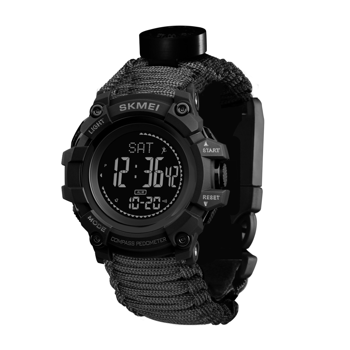 Чоловічий годинник Skmei 1356BK Black Tactic Compass