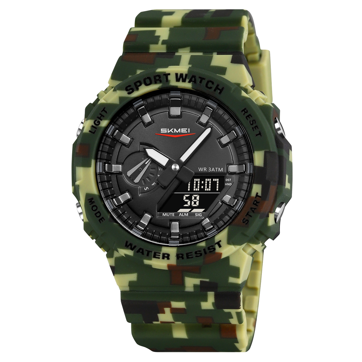 Спортивний чоловічий годинник Skmei 2351CMGN Camo Green
