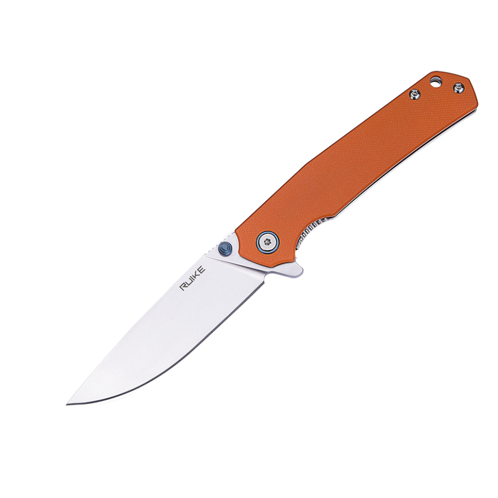 Ніж складаний туристичний Ruike P801-J, (8.6 см) 14C28N /  G10 помаранчевий