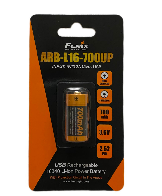 Акумулятор 16340 Fenix 700 UP mAh, Li-ion micro usb зарядка - Зображення 4