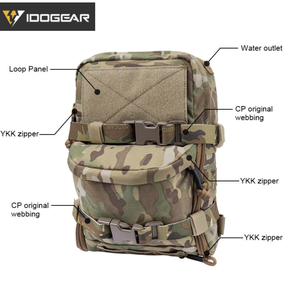 Рюкзак (IG-BG3530-MC) тактичний, з кріпленням під гідратор IDOGEAR Mini Molle Hydration Bag - Зображення 4