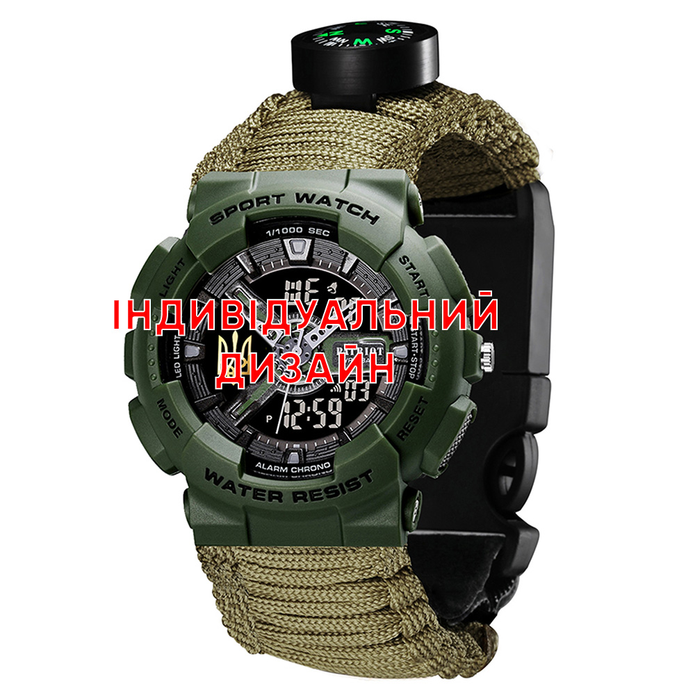 Тактичний годинник Awarder 005P Army Green AG з Індивідуальним дизайном, водозахищений, будильник, підсвітка