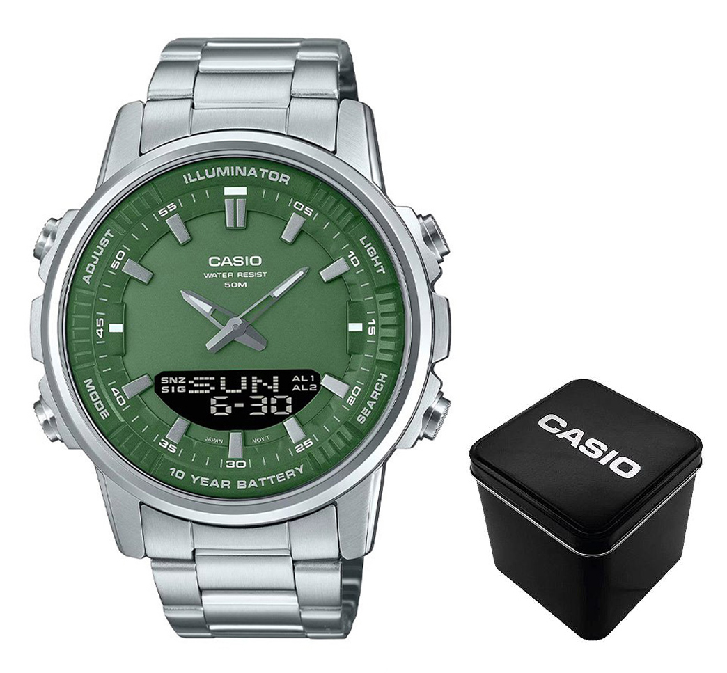 Класичний Чоловічий годинник Casio AMW-880D-3A стальний, водонепроникний, Японія