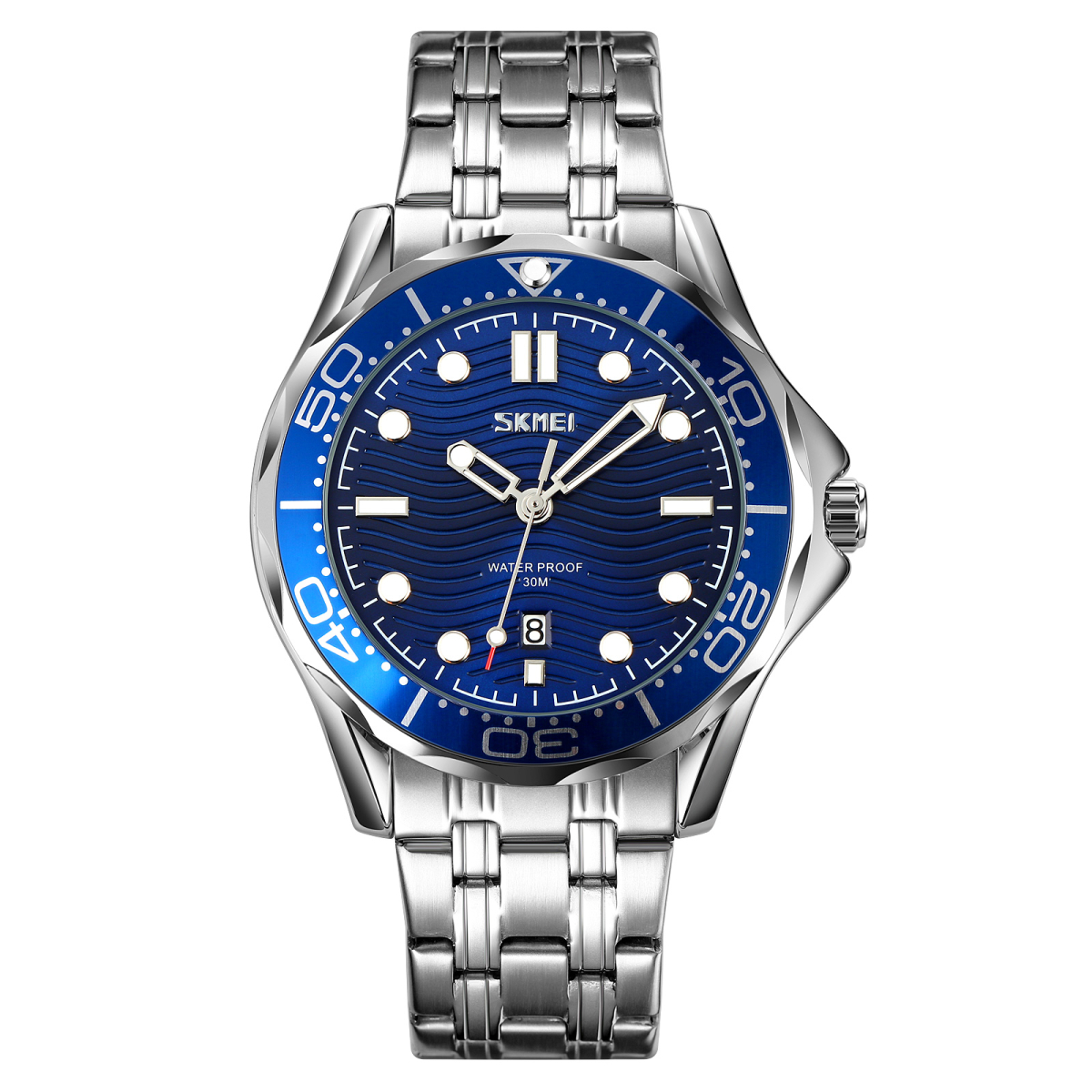 Чоловічий годинник Skmei 9276SSIBU Silver-Blue Steel Strap