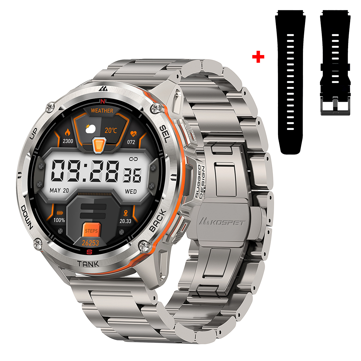 Тактичний Розумний Годинник з Компасом TANK T3 ULTRA Silver Special Edition + GPS, Спортивні Режими, Водозахист, Дзвінки
