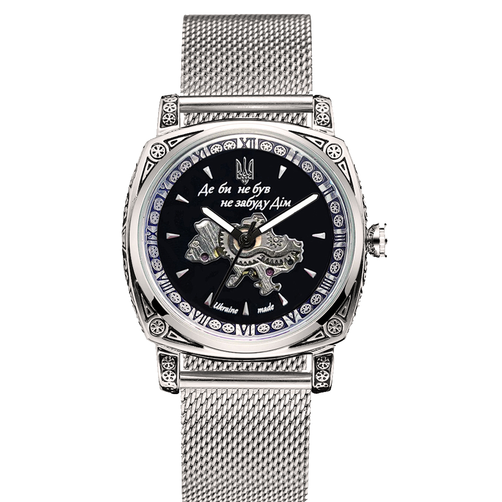 Чоловічий годинник Awarder 021-3D  Де би не був Silver-Black Mesh