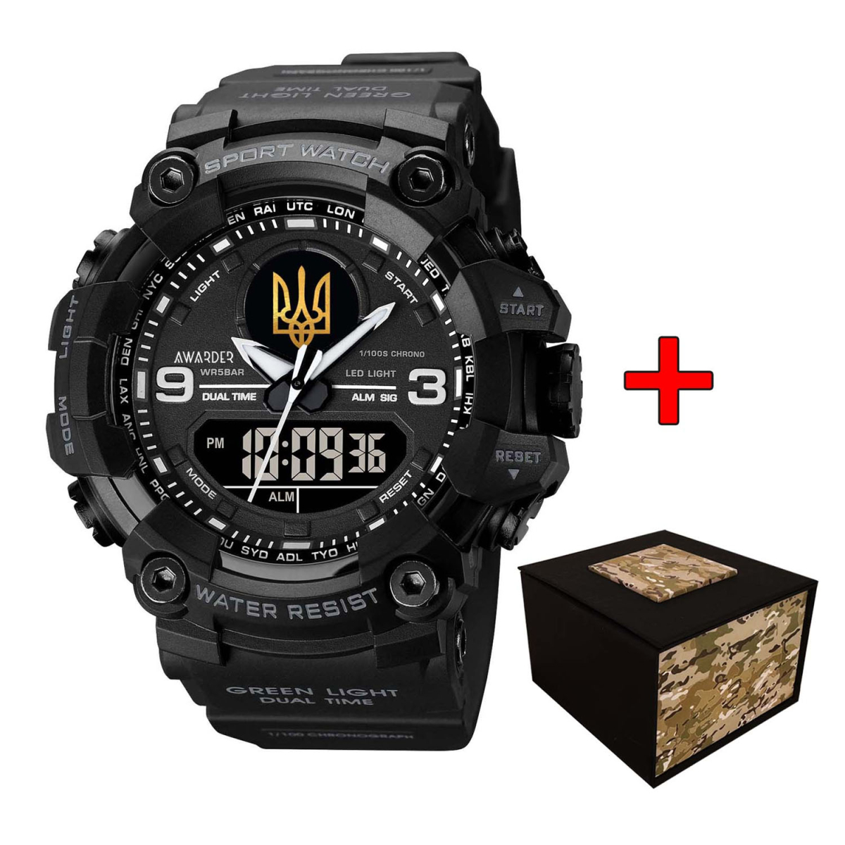 Чоловічий годинник Awarder 001 Тризуб золото All Black