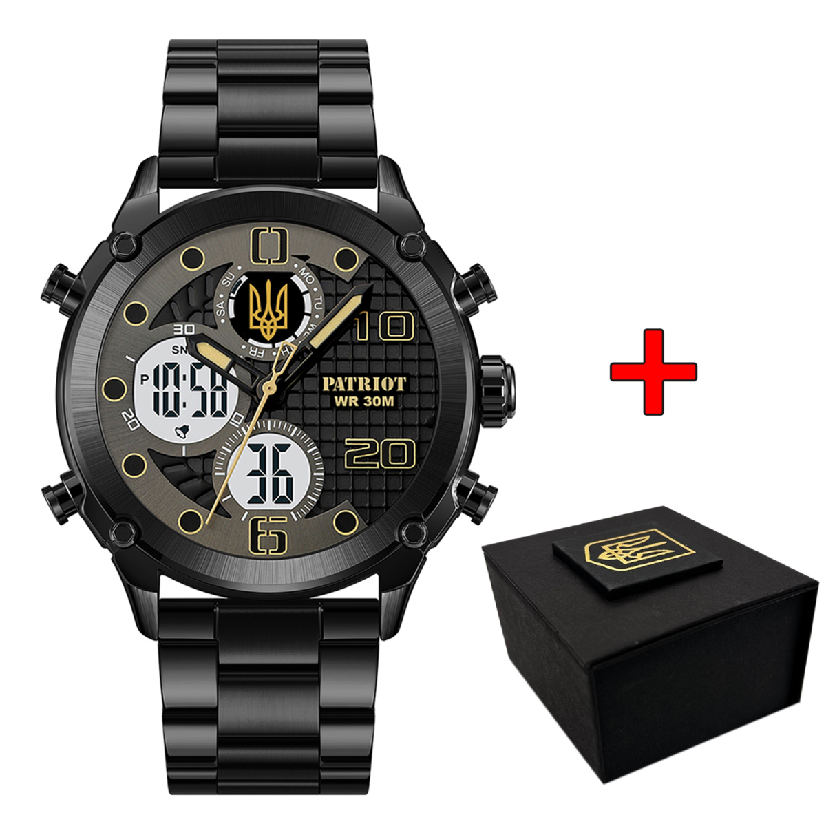 Patriot 017 Тризуб Золото Black-Black-White Steel