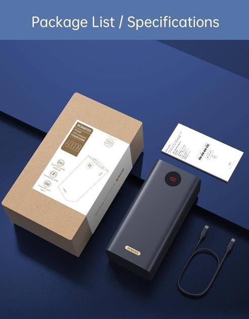 Павер банк Power Bank для ноутбука Romoss 60000 mah, 100W - Зображення 5