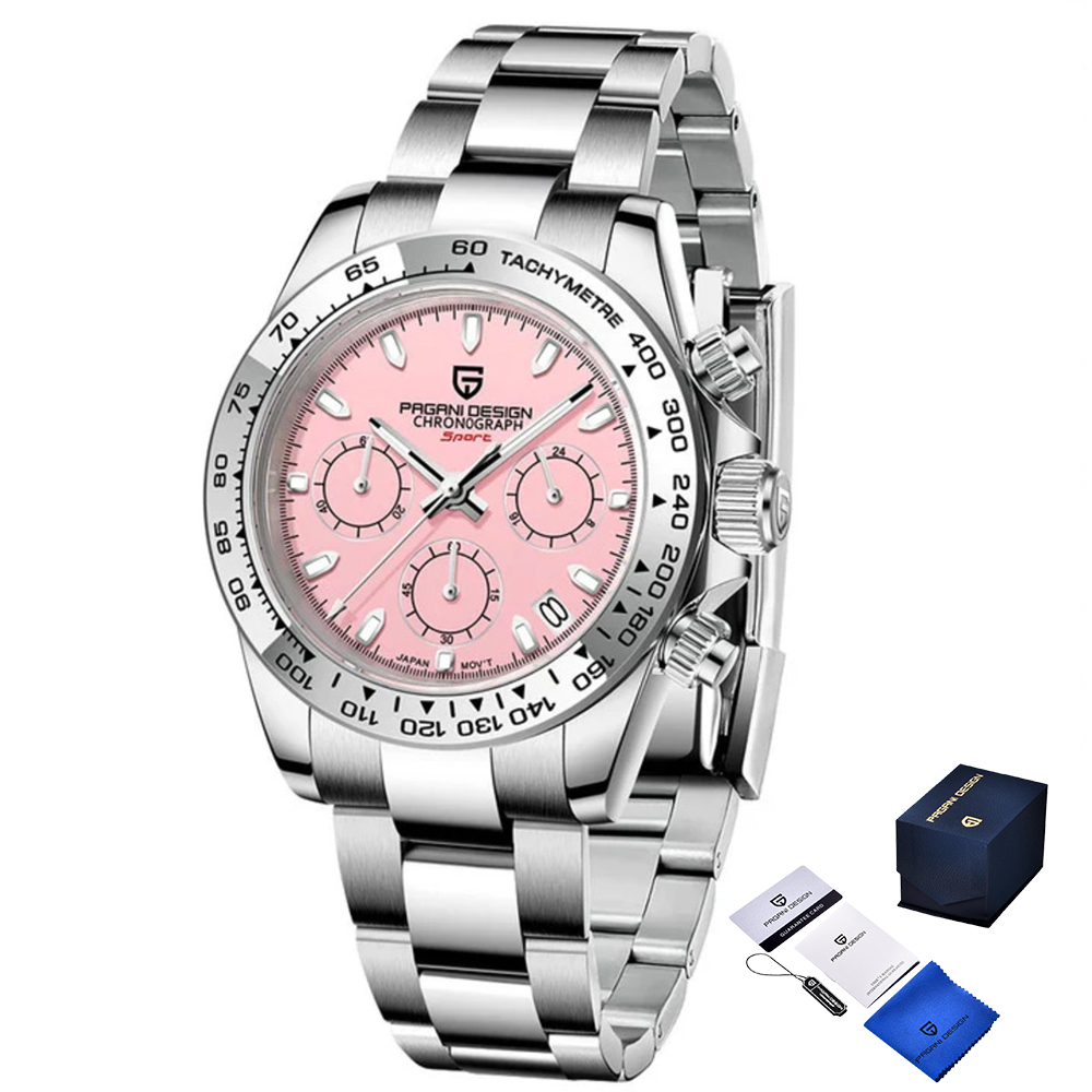 Чоловічий годинник Pagani Design PD-1727 Silver-Pink