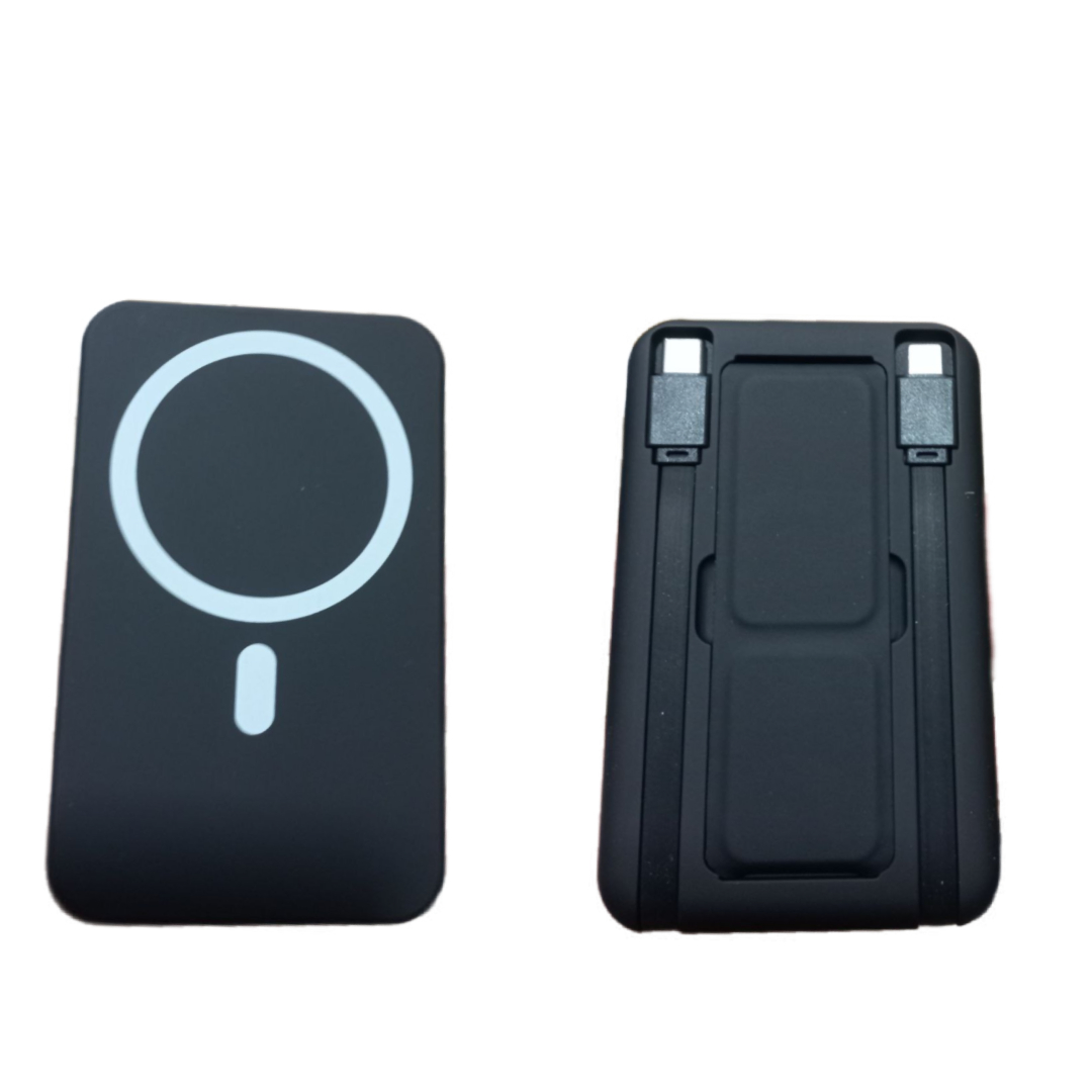 УМБ Павербанк 10000 mAh PD 22.5W Міні, бездротова магнітна зарядка 15W Magsafe, швидка зарядка 3.0 PD, для айфона, телефона, роутера, вбудовані кабелі Lightning, Type-C