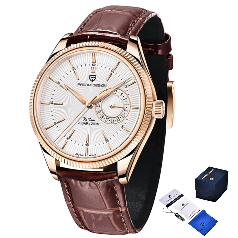 Чоловічий годинник Pagani Design PD-1689 Gold-White-Brown