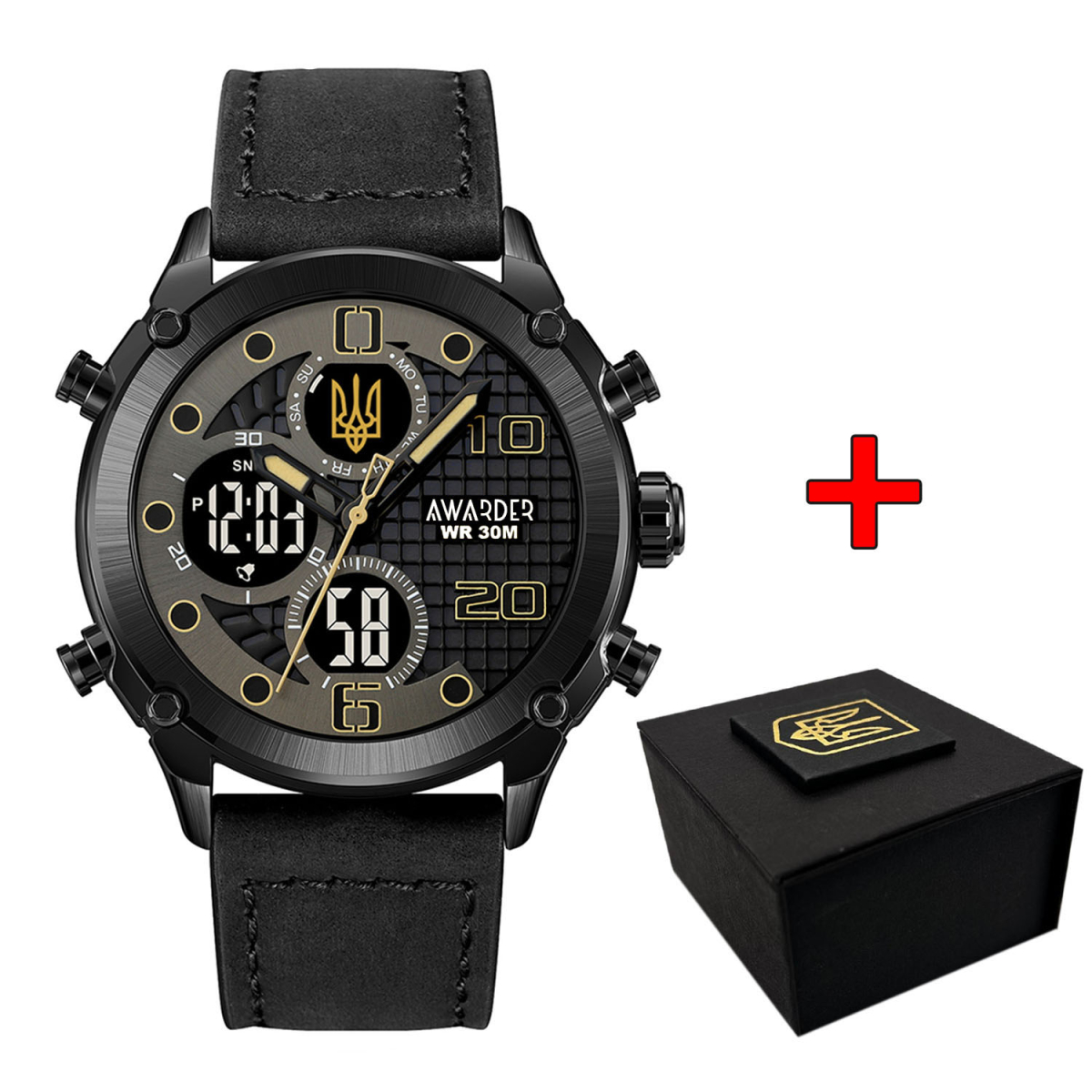 Чоловічий годинник Awarder 017 Тризуб золото All Black