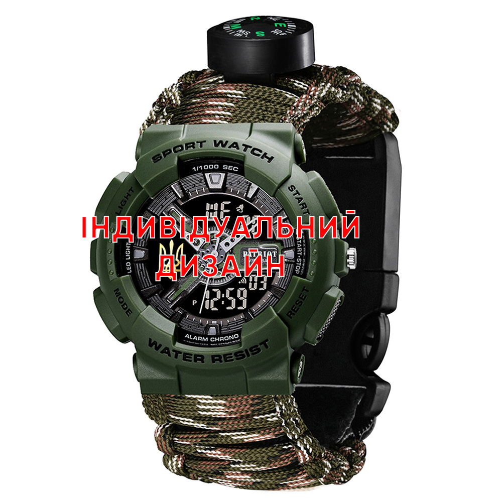 Тактичний годинник Awarder 005P Army Green CG з Індивідуальним дизайном, водозахищений, будильник, підсвітка