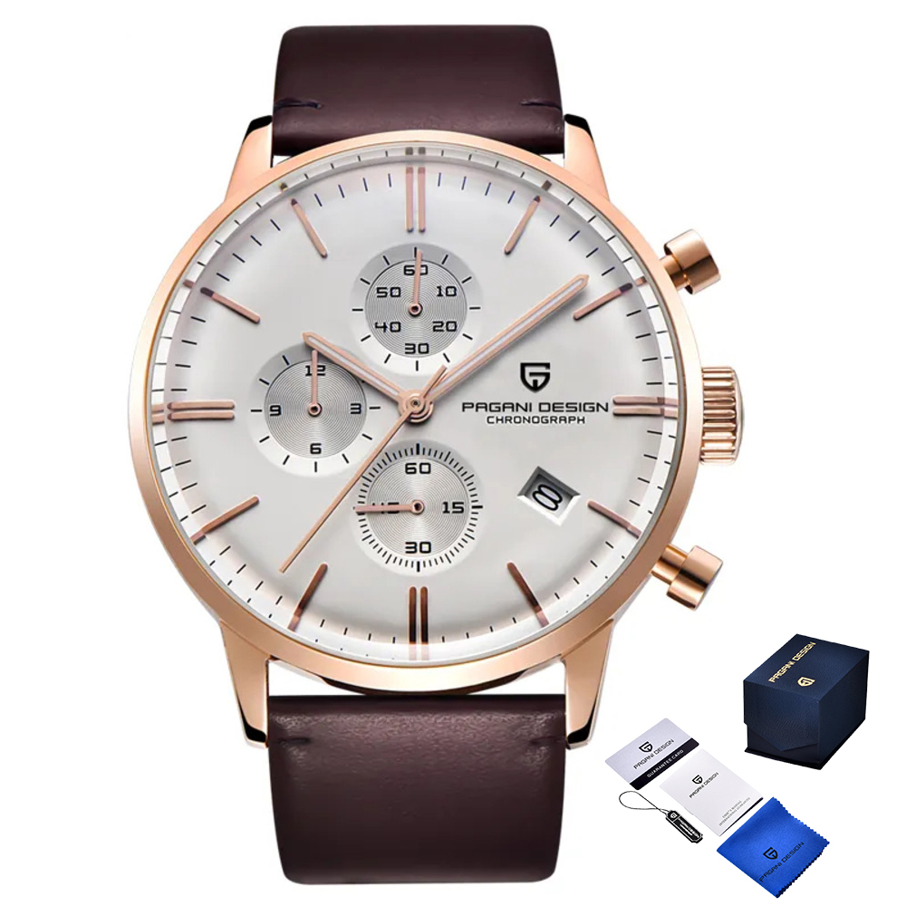 Чоловічий годинник Pagani Design PD-2720 Gold-White-Brown