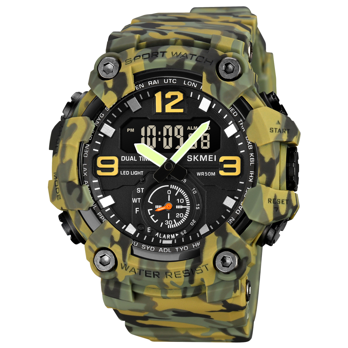 Чоловічий годинник Skmei 1965CMGN camo green.
