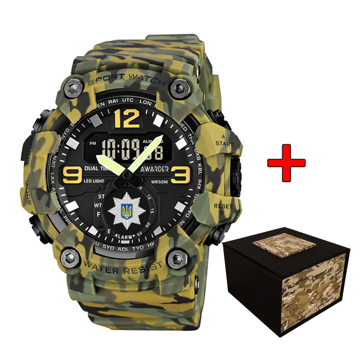 Чоловічий годинник Awarder 003 Поліція Camo Green