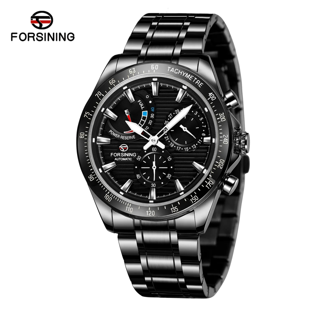 Forsining 6915 All Black Steel STOPPED