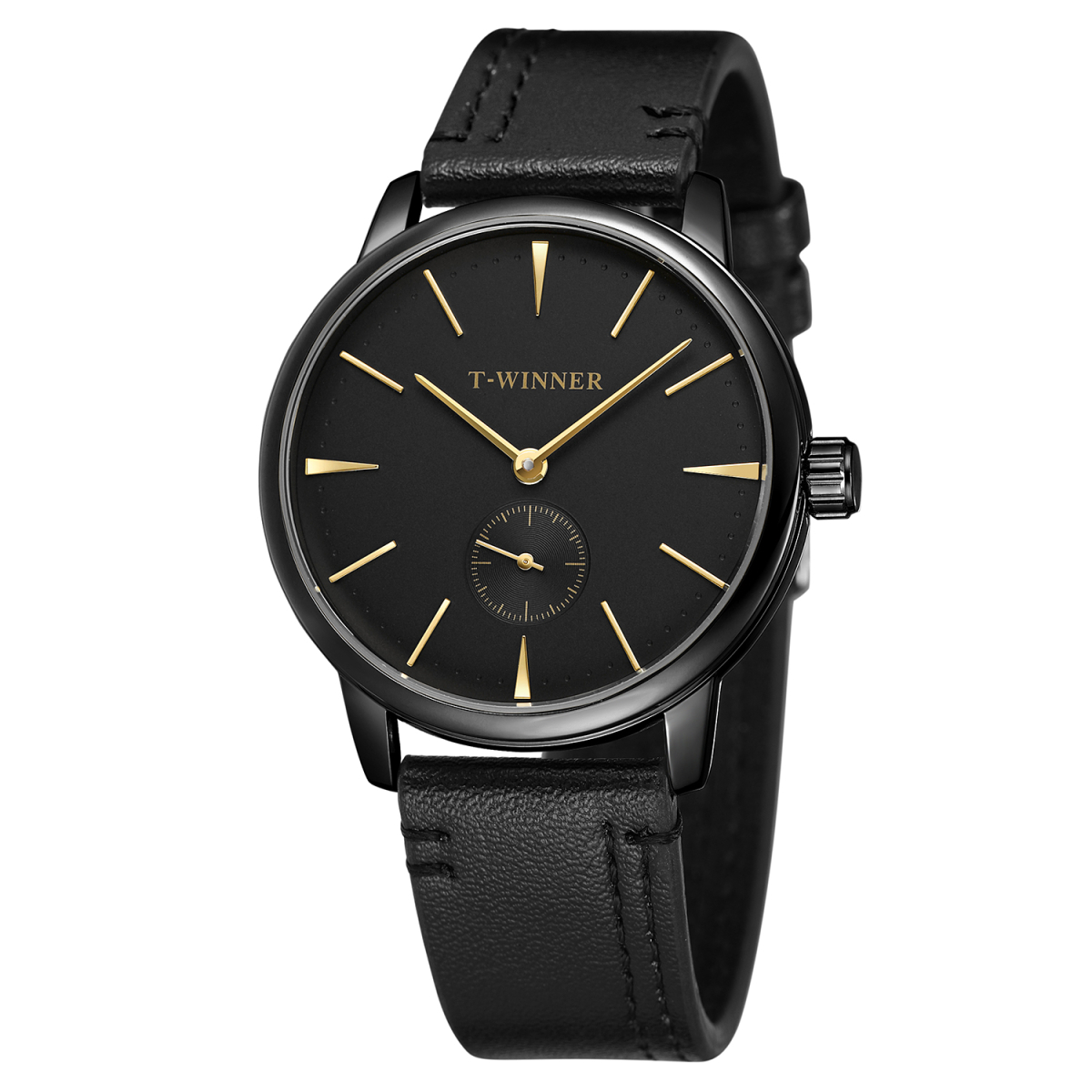 Winner 8165 Leather Black Rose Gold STOPPED
