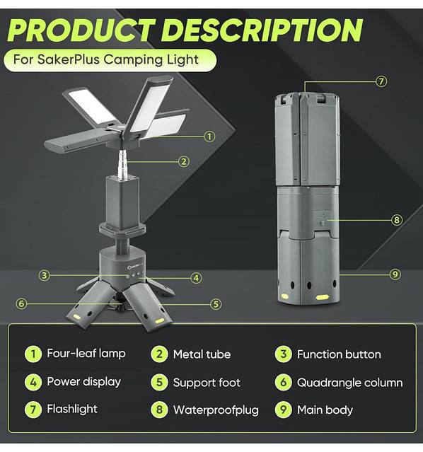 Телескопічний портативний LED-ліхтар – лампа 3-в-1 з Power Bank 14000 mAh, із перезарядкою, водозахищений IPX5 6000 lm - Зображення 23