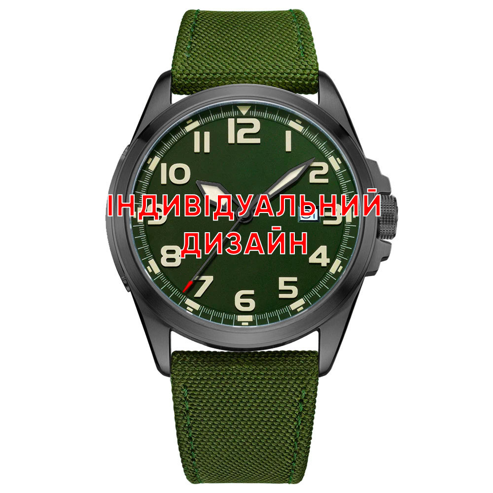Класичний чоловічий годинник Awarder 040 Army Green-Black під Індивідуальний дизайн, водонепроникний, японський механізм
