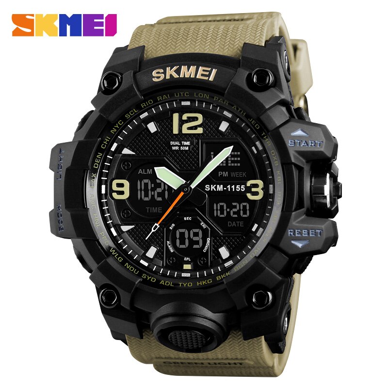 Чоловічий годинник Skmei 1155 Black-Khaki