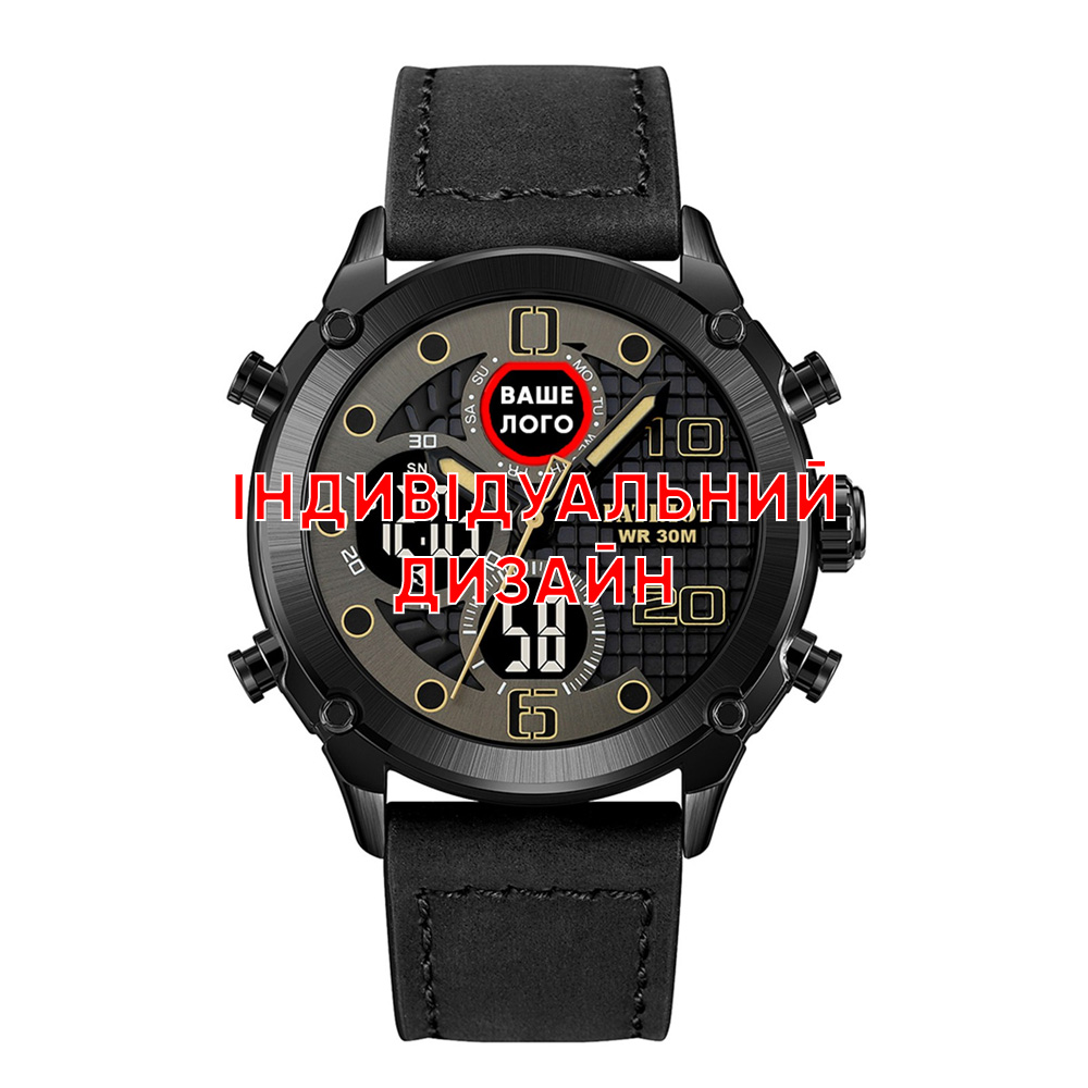 Класичний годинник Awarder 017 All Black під Індивідуальний дизайн, водонепроникний