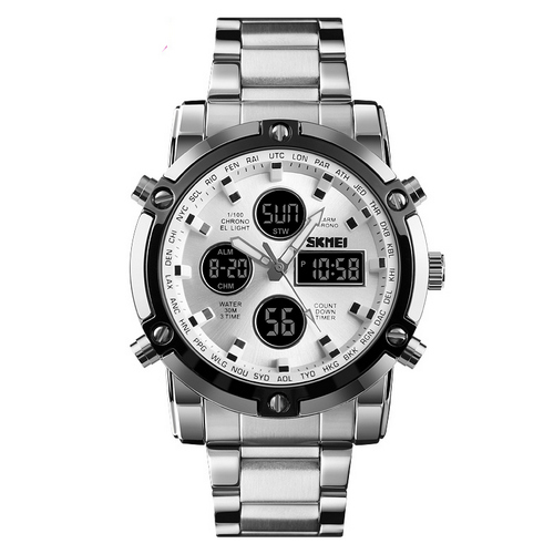 Чоловічий годинник Skmei 1389SI Silver-Black-Silver