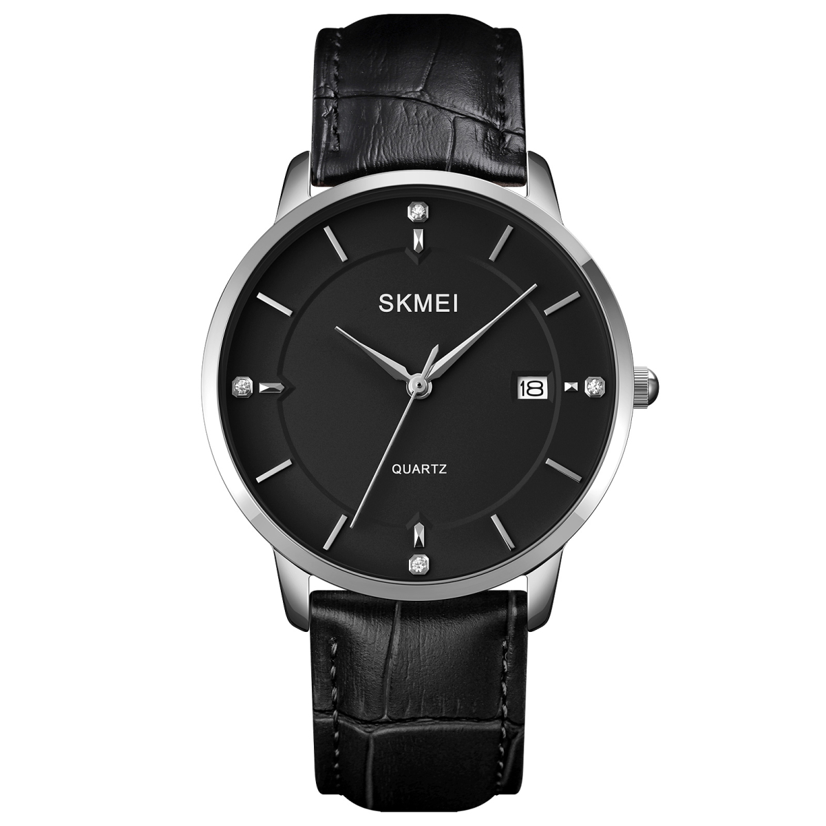 Чоловічий годинник Skmei 1801LSIBK Silver-Black Leather