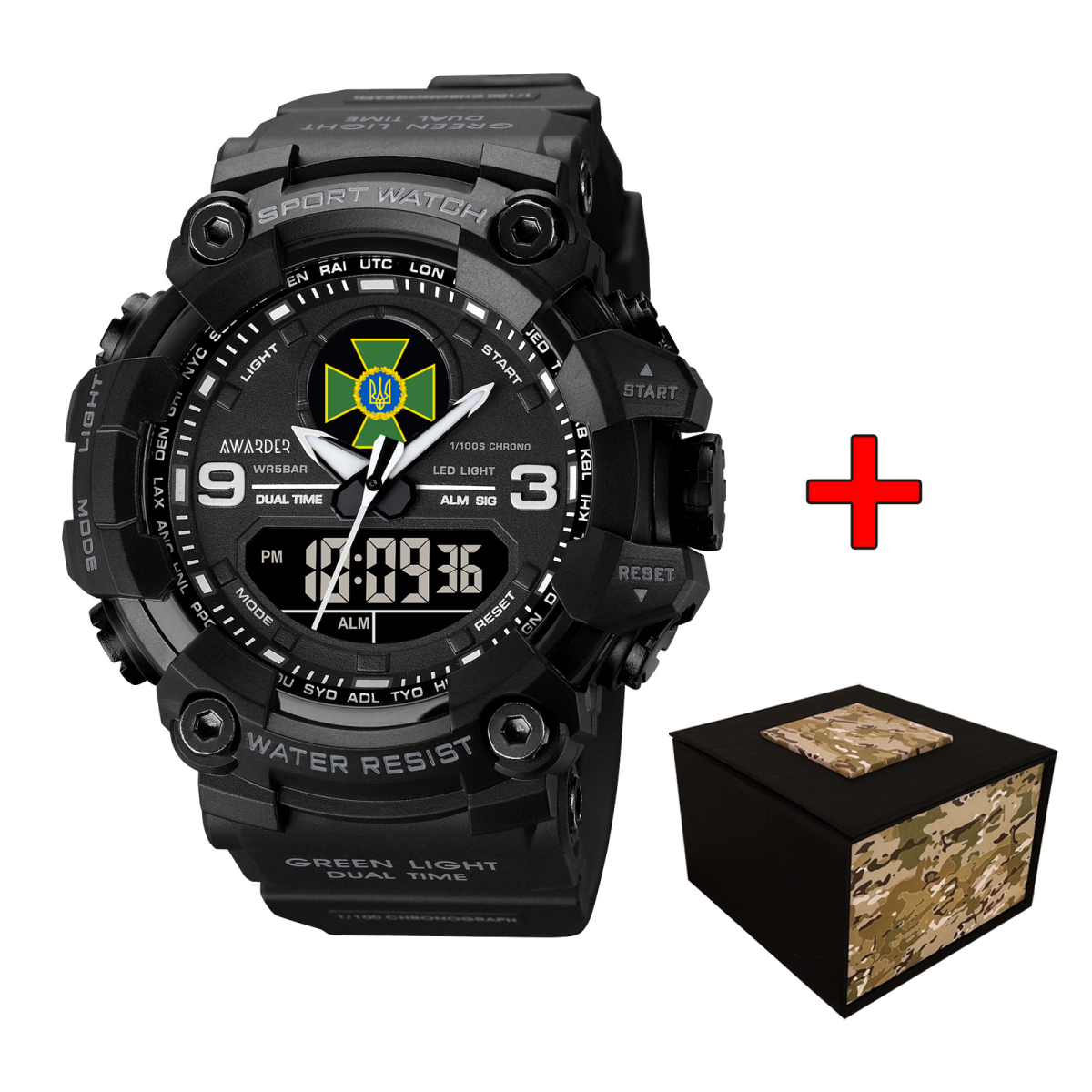 Чоловічий спортивний годинник Awarder 001 ДПС Black