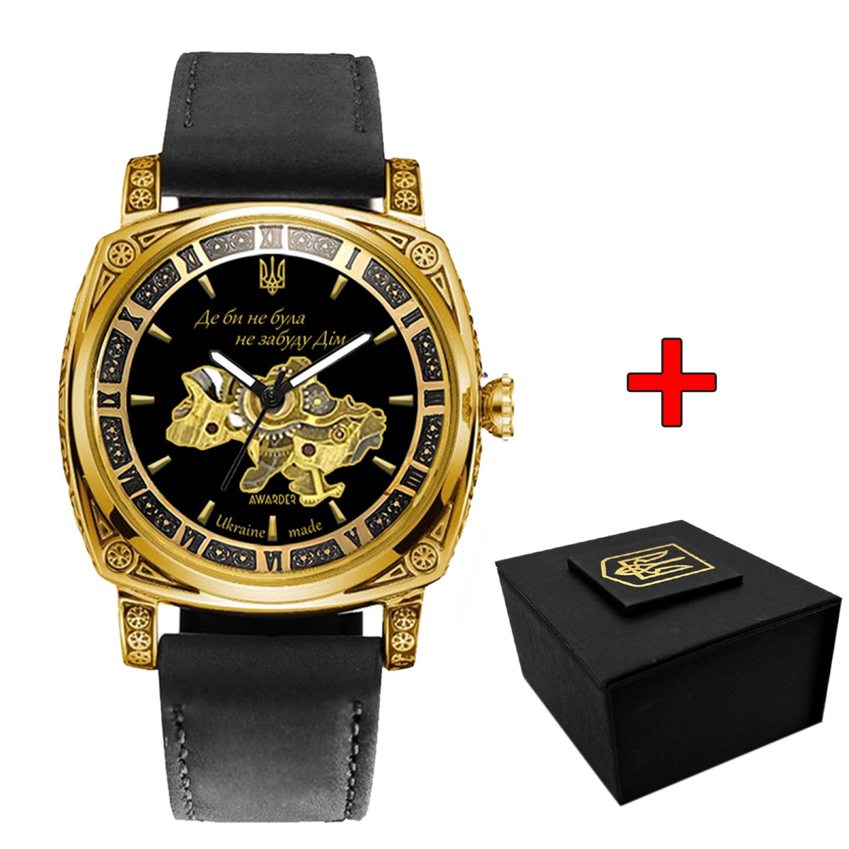 Жіночий годинник Awarder 021-3D Де би не була Gold-Black-Black Leather