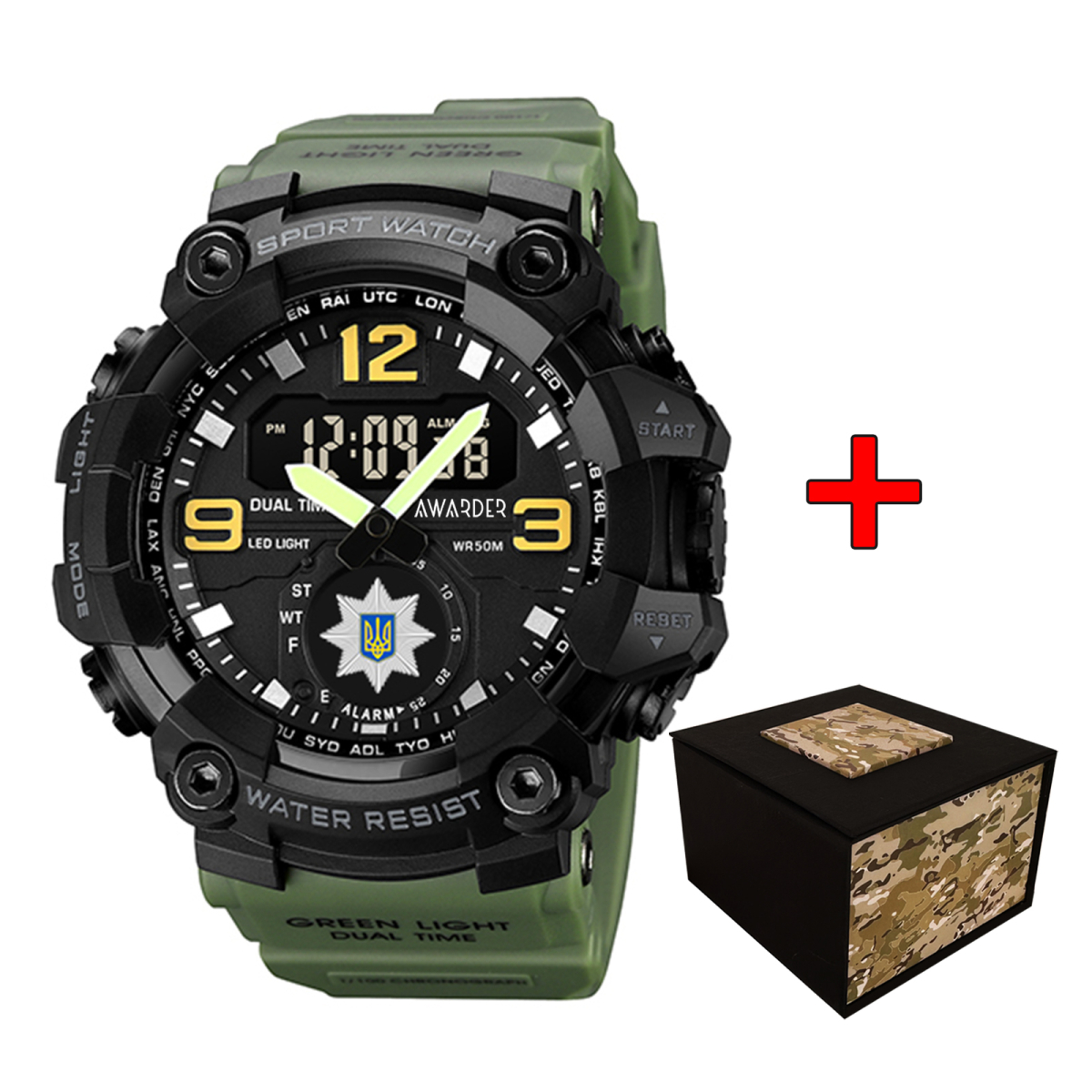 Чоловічий годинник Awarder 003 Поліція Army Green-Black