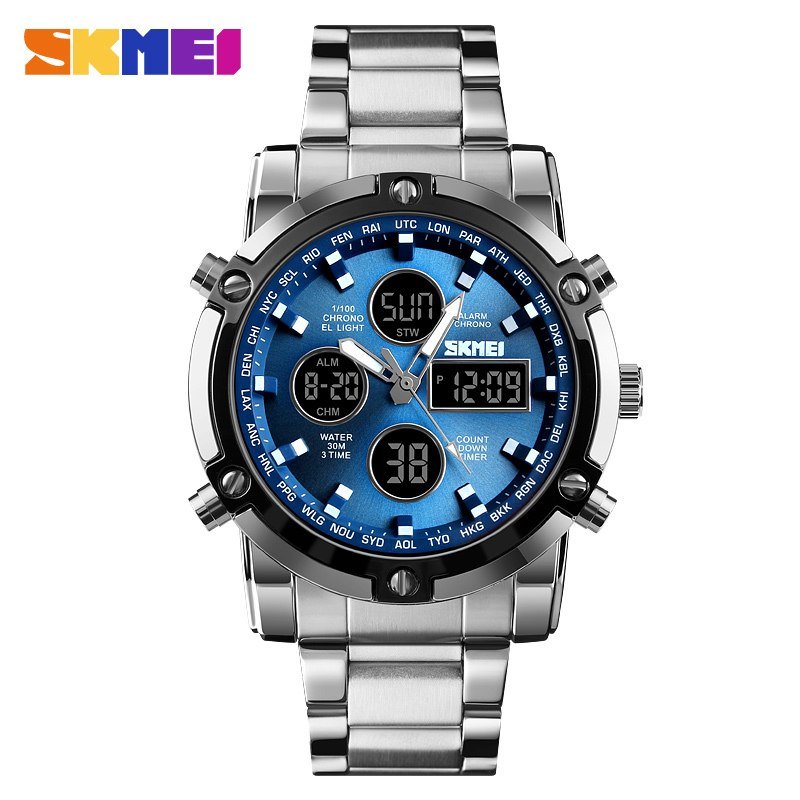 Чоловічий годинник Skmei 1389BU Silver-Black-Blue