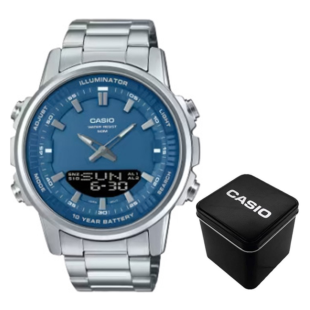 Класичний Чоловічий годинник Casio AMW-880D-2A1 стальний, водонепроникний, Японія